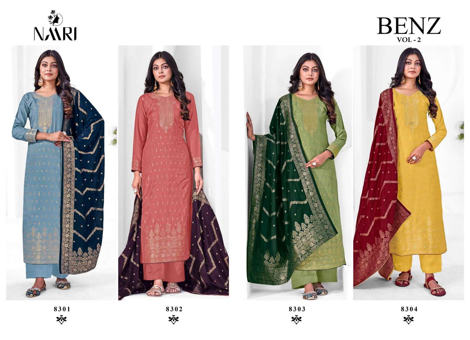 naari benz vol-2 8301-8304 series stylish designer salwar kameez catalogue wholesaler surat