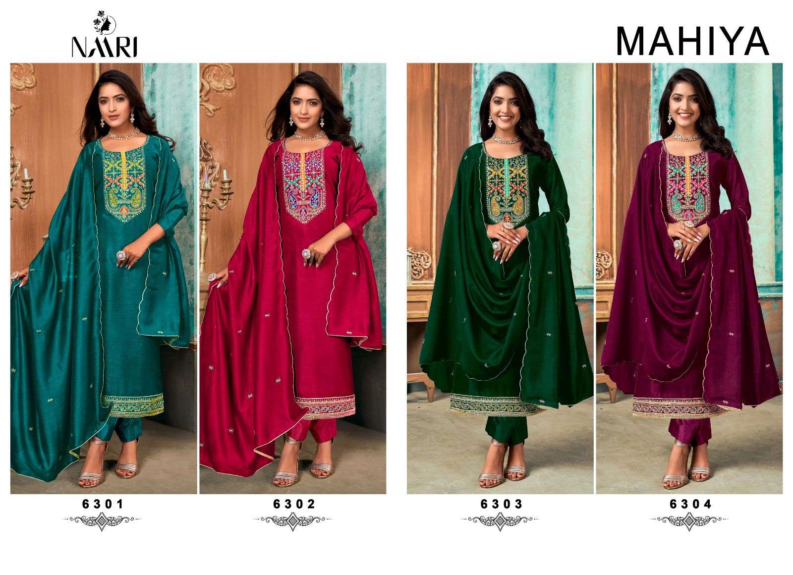 naari mahiya 6301-6304 series indian designer salwar kameez catalogue wholesale price surat 