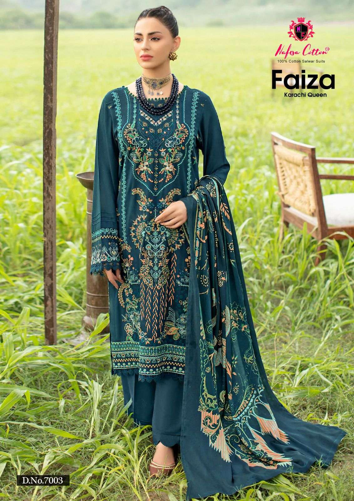 nafisa cotton faiza 7001-7006 series cotton designer pakistani salwar suits manufacturer in surat