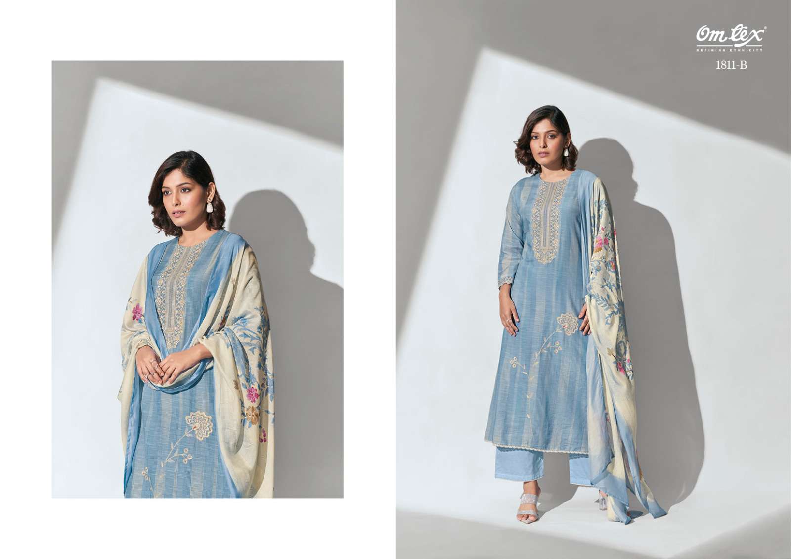 om tex gloria 1811 series indian designer salwar kameez catalogue wholesaler surat