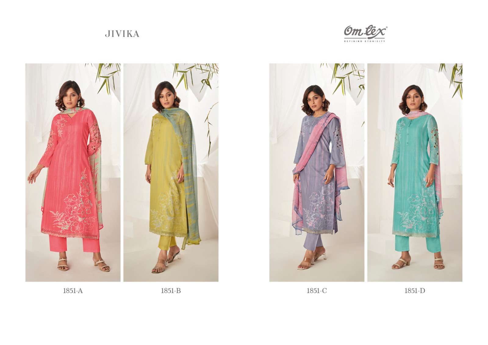 om tex jivika 1851 series trendy designer salwar kameez catalogue wholesaler surat 
