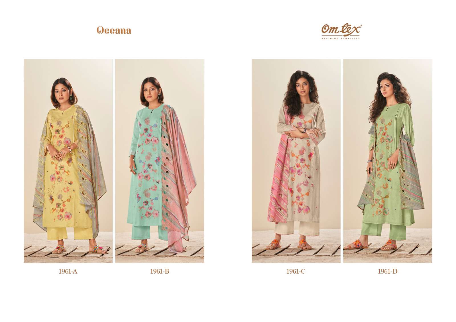 om tex oceana 1961 series trendy designer salwar kameez catalogue manufacturer surat 