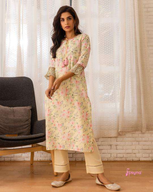 psyna linen blends stylish look designer kurtis catalogue manufacturer surat