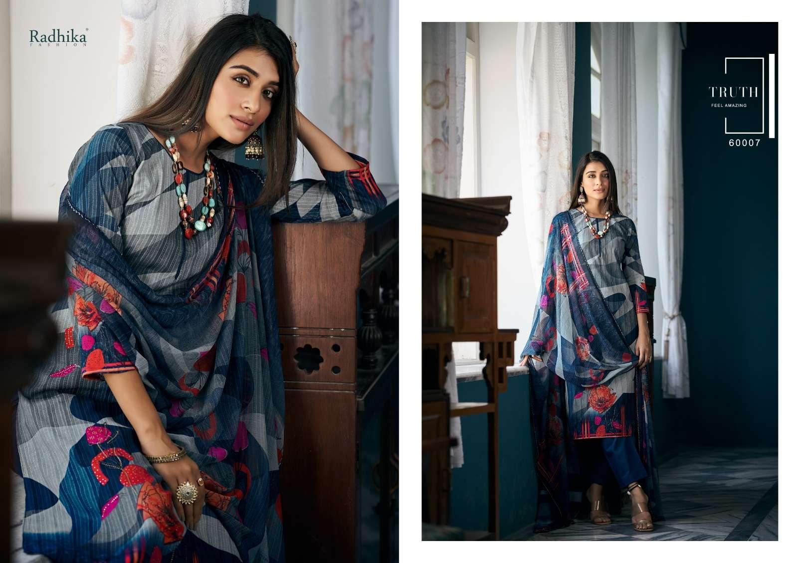radhika fashion azara vol-51 60001-60008 series fancy designer top bottom with dupatta catalogue 2023 
