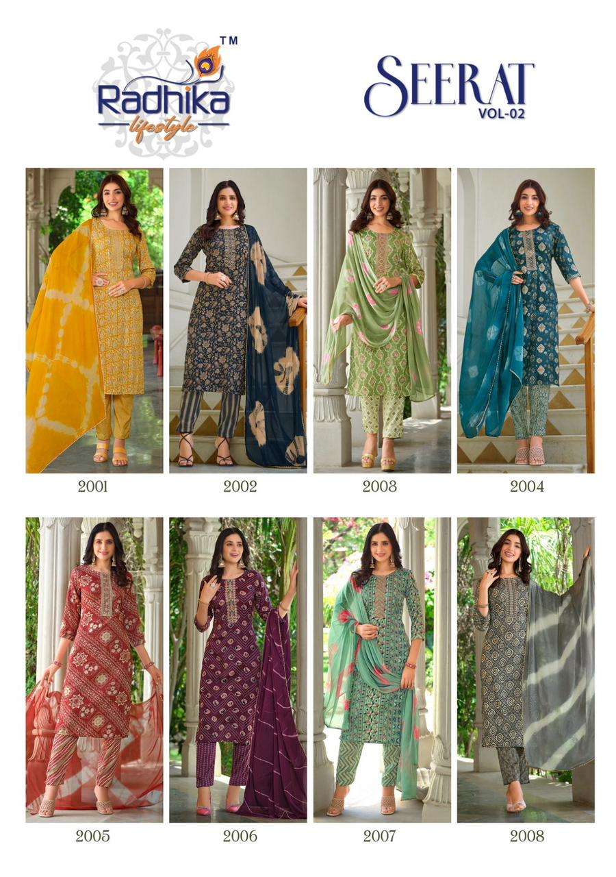 radhika lifestyle by seerat vol 2 2001-2008 series reyon exclusive pant set suits catalogue buy online 