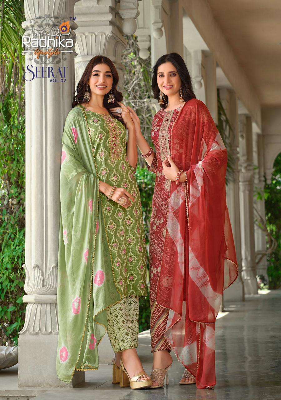 radhika lifestyle by seerat vol 2 2001-2008 series reyon exclusive pant set suits catalogue buy online 
