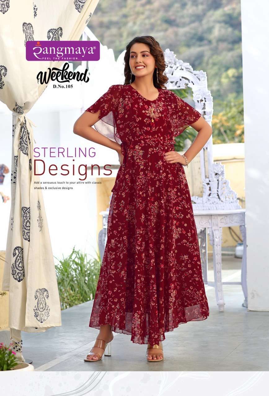 rangmaya weekend trendy designer long kurti latest catalogue collection 2023 