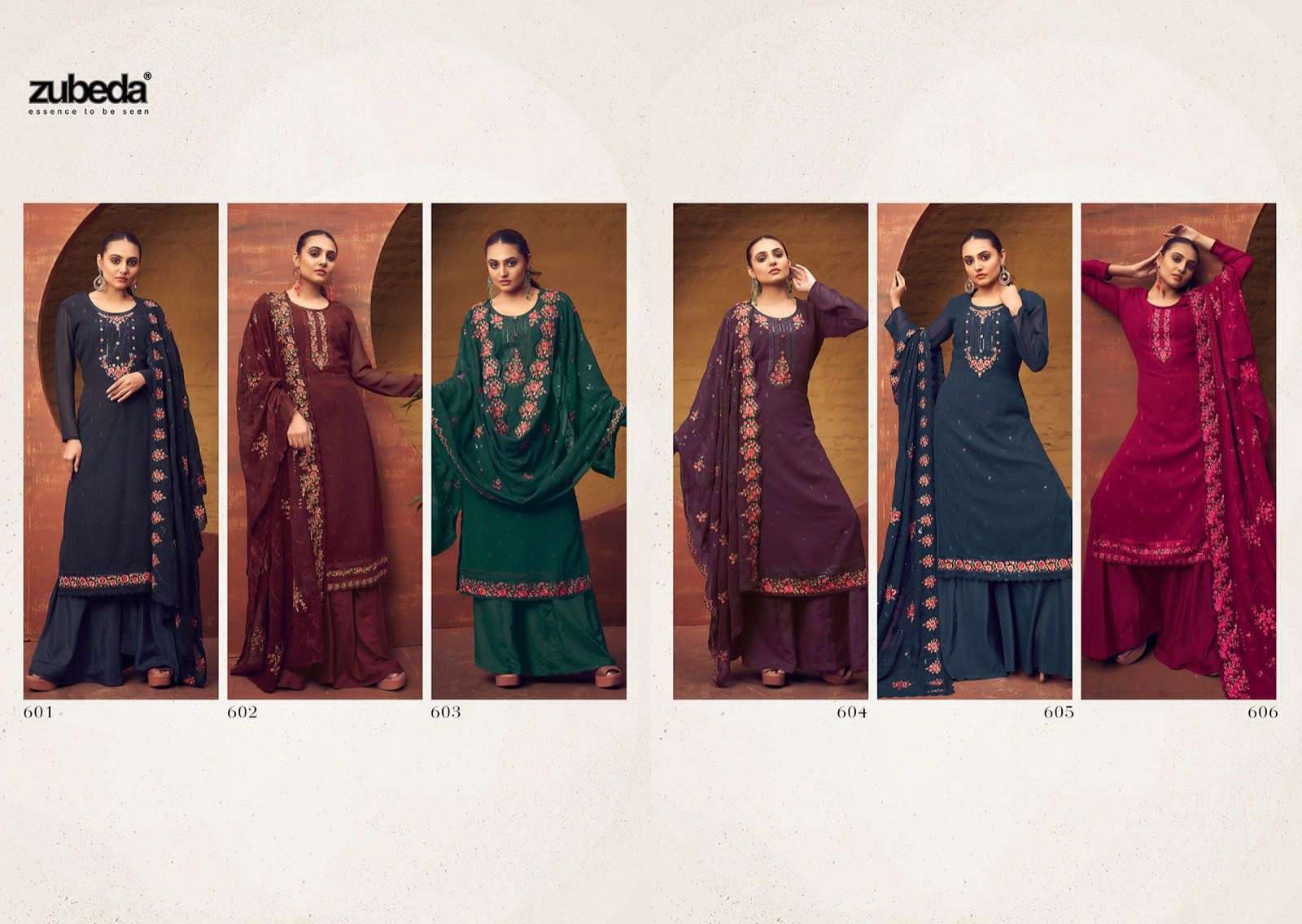 roshni international rangun 601-606 series stylish designer party wear designer dress catalogue manufacturer surat 