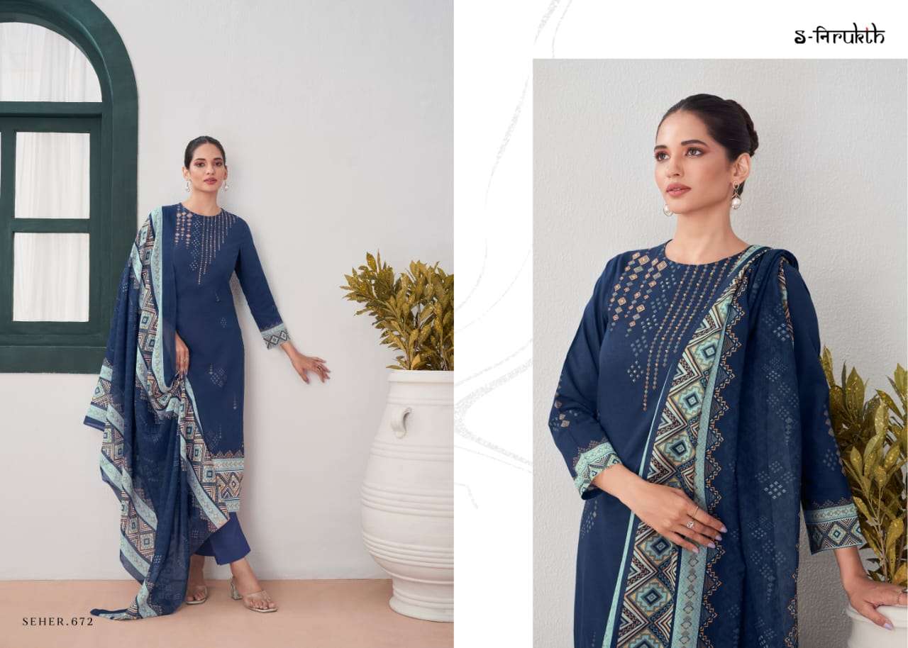 s-nirukth seher cotton designer salwar kameez catalogue online supplier surat 