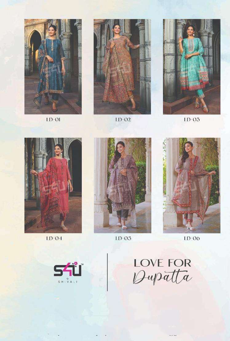 s4u love for dupatta 01-06 series designer designer look kurtis bottom with dupatta set wholesale price surat