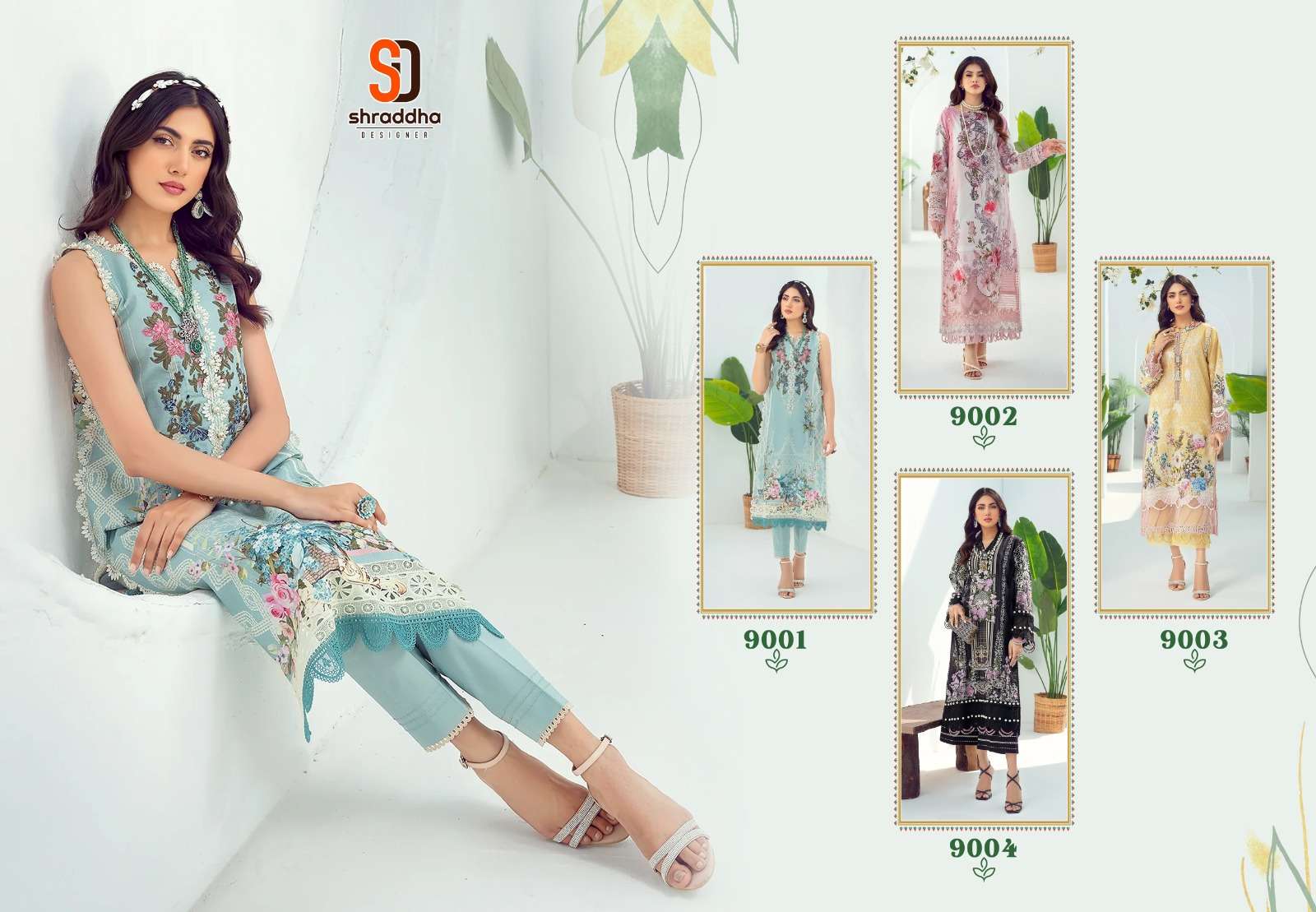 shraddha designer firdous vol-9 9001-9004 series pakistani salwar suits latest catalogue 2023