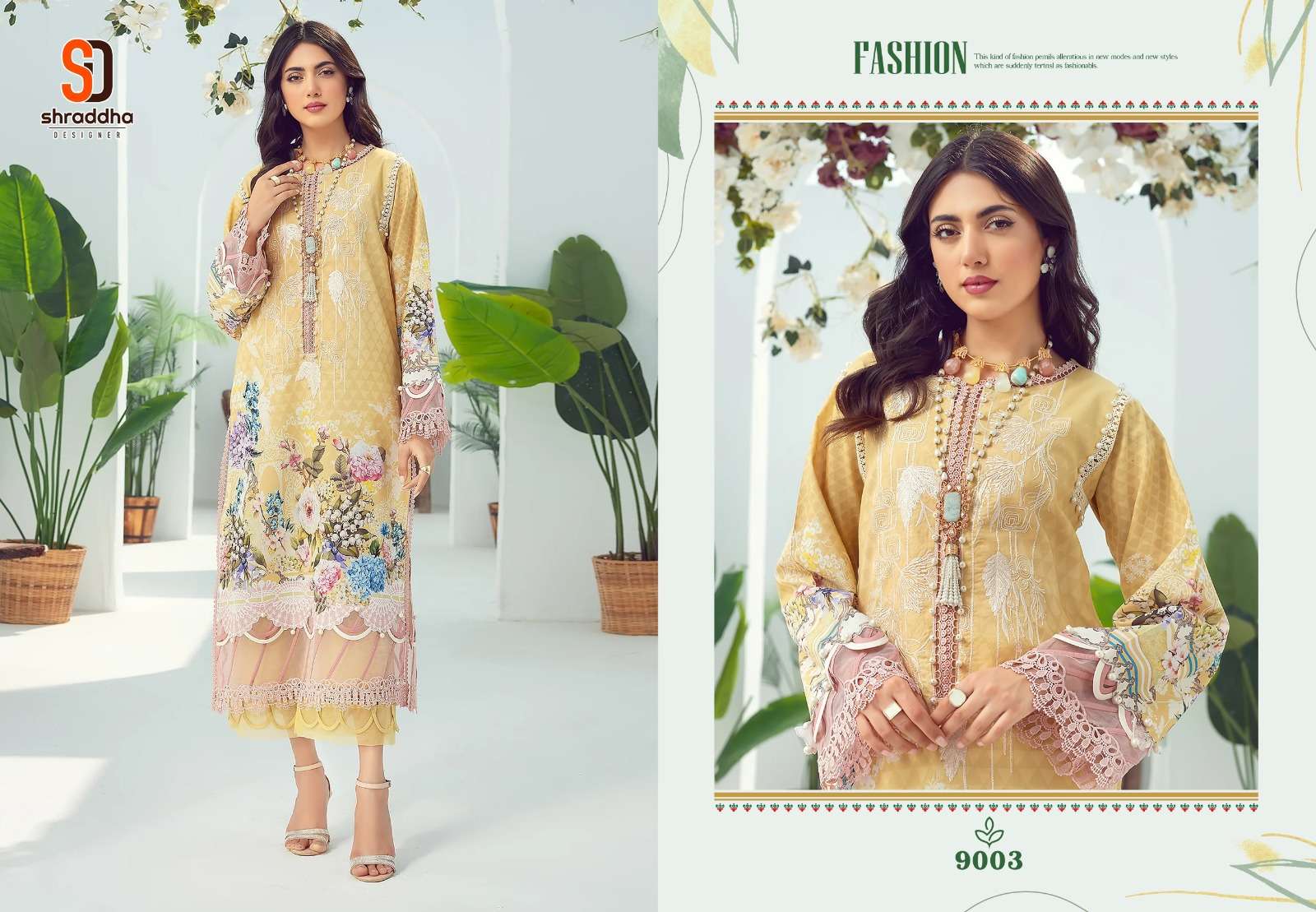 shraddha designer firdous vol-9 9001-9004 series unstitched designer pakistani salwar suits catalogue manufacturer surat
