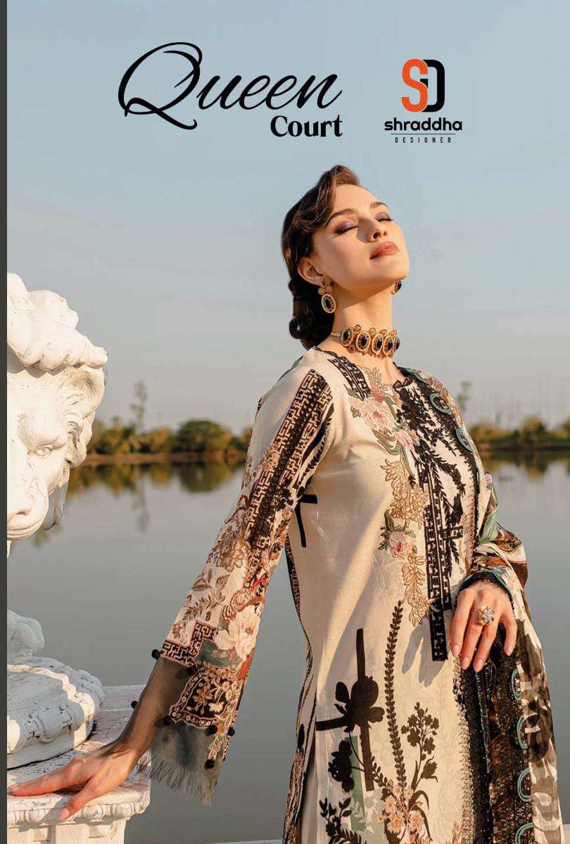 shraddha designer queen court vol-1 10001-10004 series fancy designer pakistani salwar suits dress material catalogue surat
