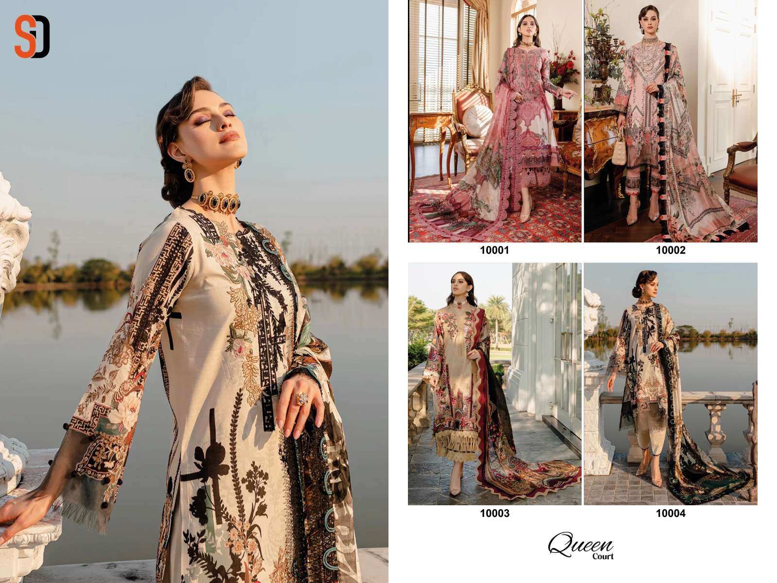 shraddha designer queen court vol-1 10001-10004 series pakistani salwar kameez catalogue wholesale price surat 