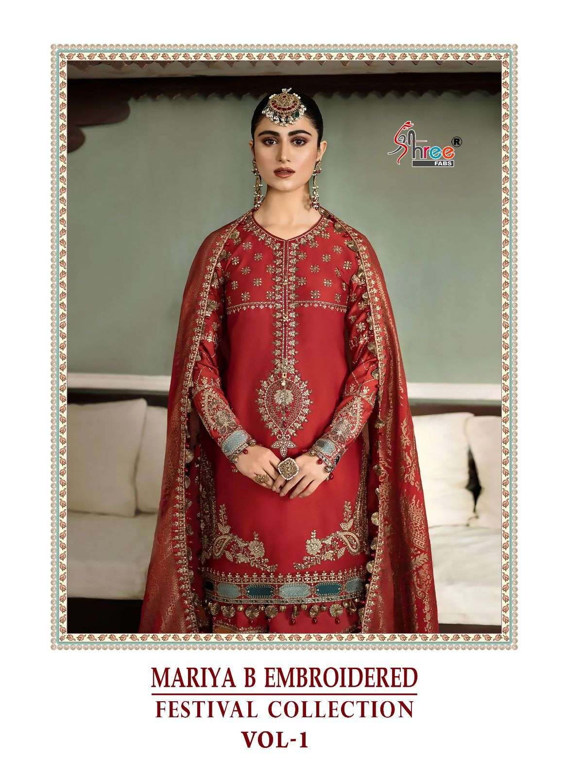 shree fabs mariya b vol-1 3082-3086 series bridal look designer pakistani salwar suits catalogue wholesaler surat 