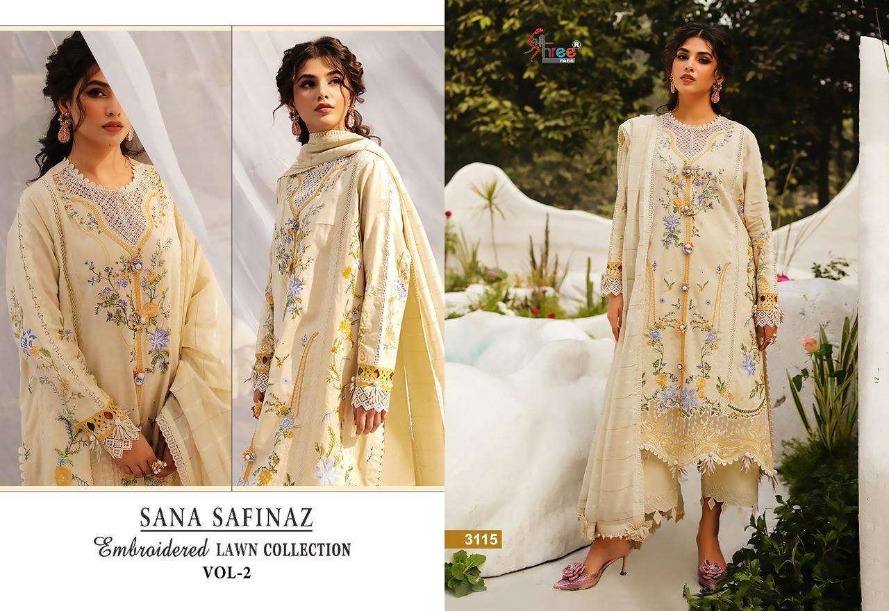 shree fabs sana safinaz vol-2 3110-3117 series lawn cotton designer pakistani salwar suits catalogue wholesaler surat 