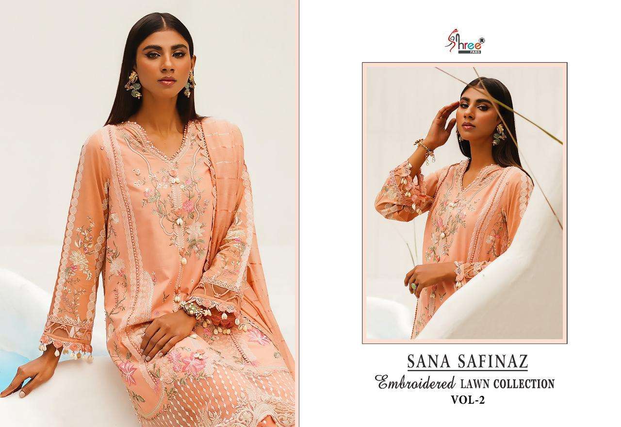 shree fabs sana safinaz vol-2 3110-3117 series unstich designer pakistani salwar suits catalogue wholesale price surat 