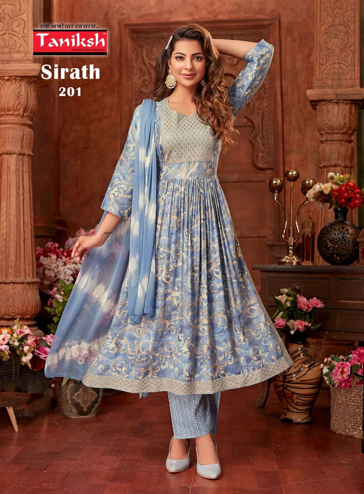 taniksh sirath vol-2 201-208 series nayra cut desrigner readymade designer salwar suits catalogue wholesaler surat 