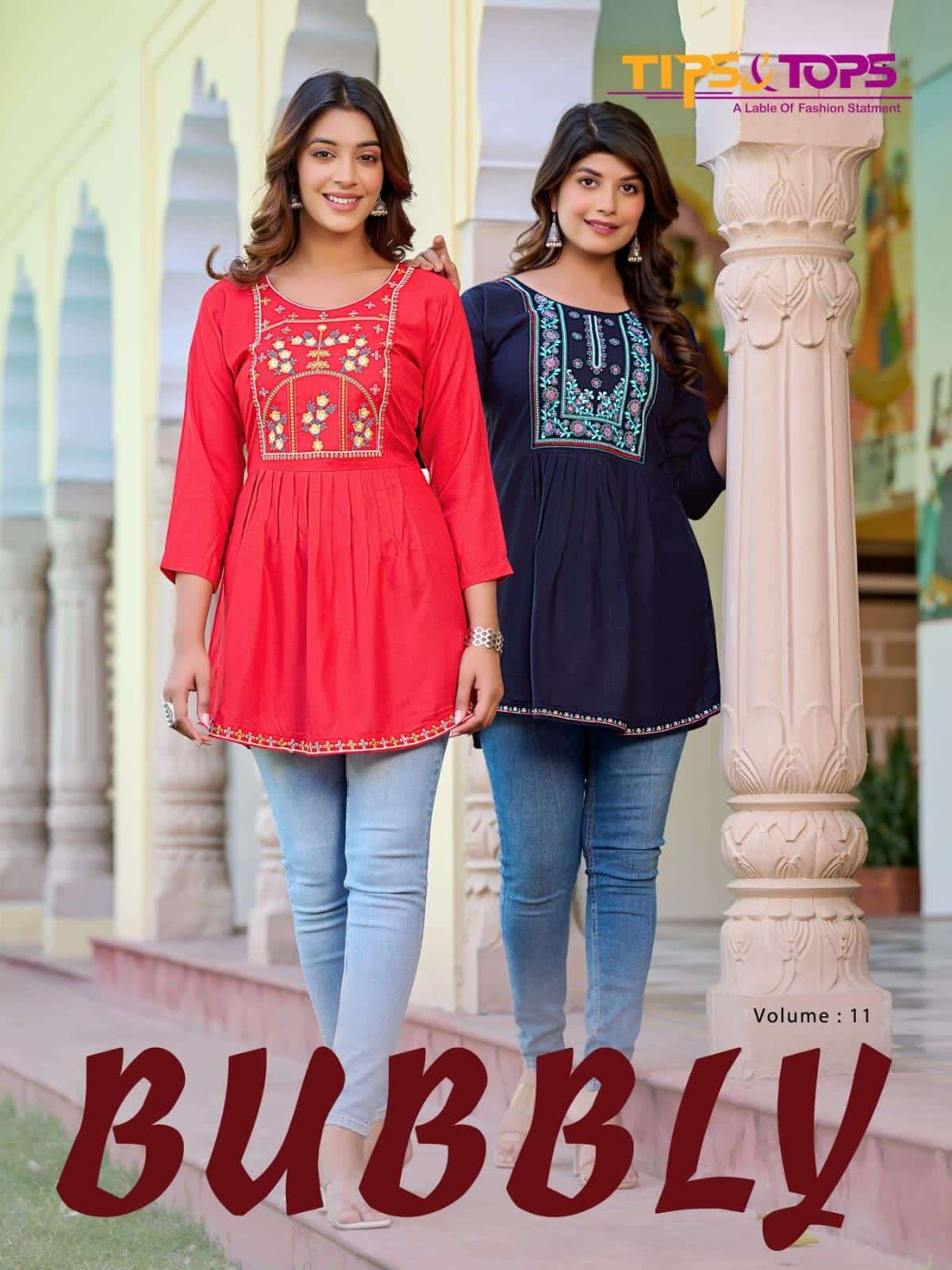 tips and tops bubbly vol-11 fancy designer western short tops latest catalogue surat