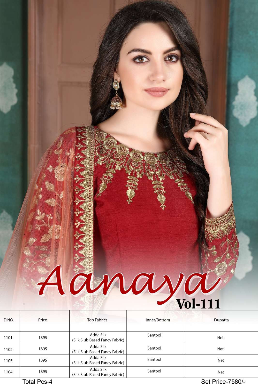 twisha aanaya vol-111 1101-1104 series stylish look designer dress catalogue online market surat