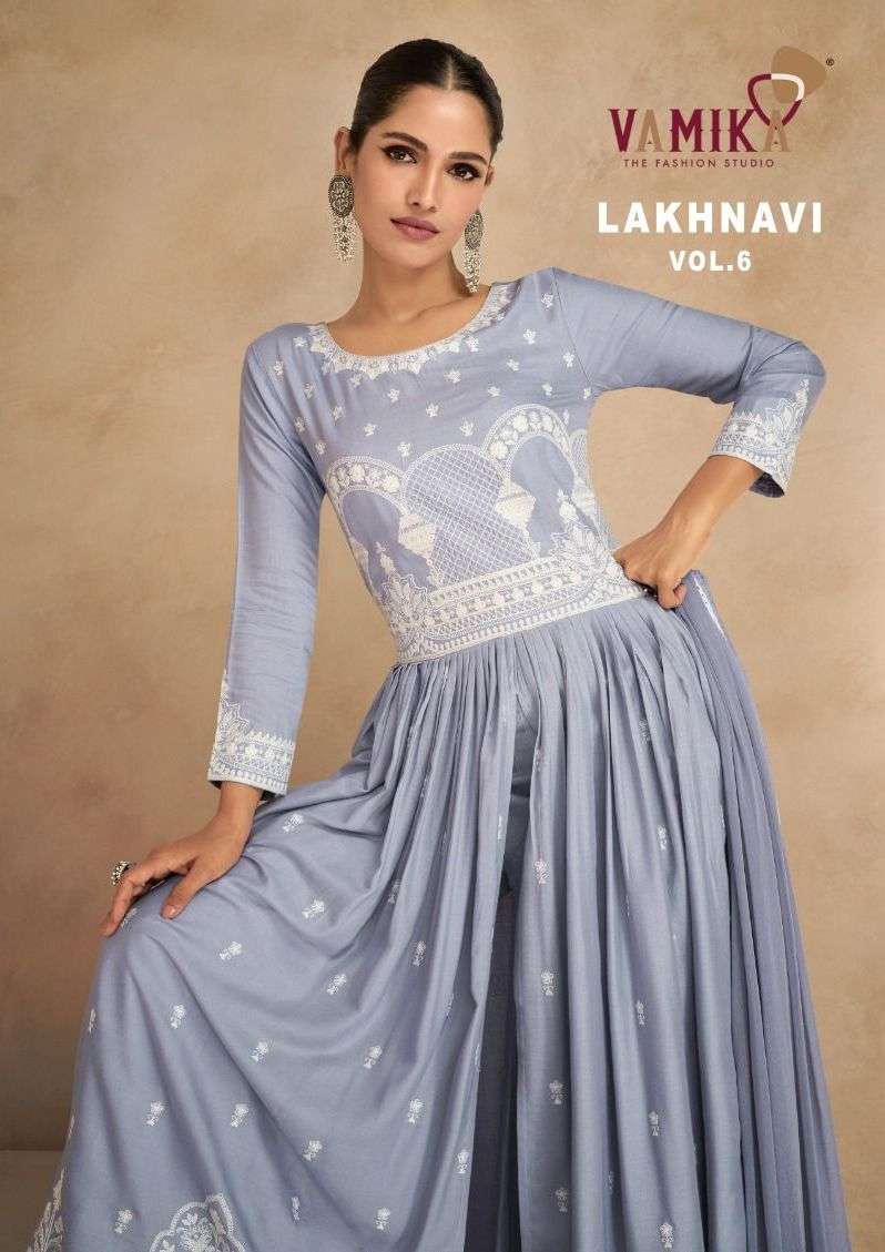 vamika lakhnavi vol-6 1031-1036 series trendy designer top bottom with dupatta catalogue collection 2023 