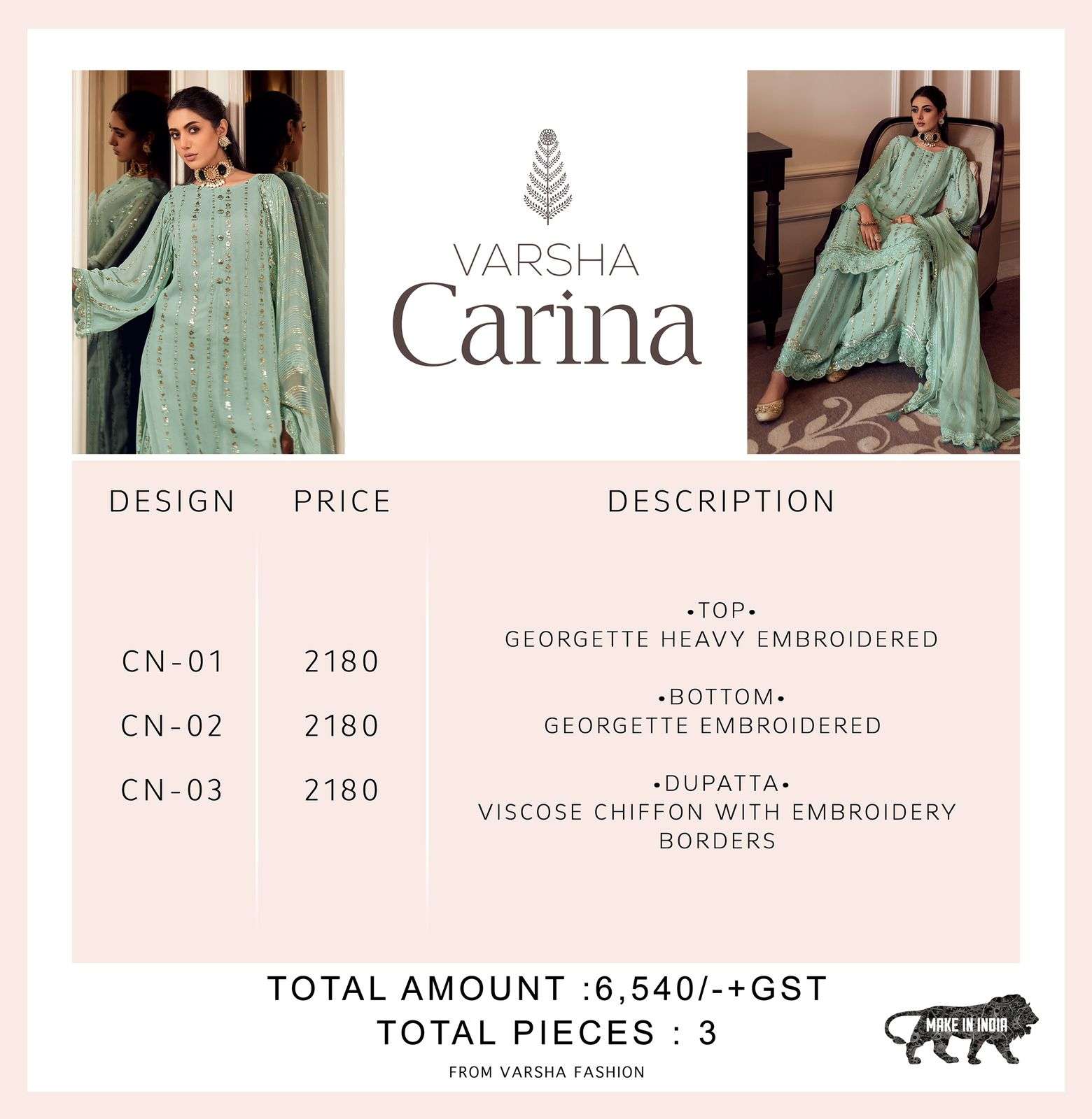 varsha carina excluisve party wear sharara suits online best price surat market 