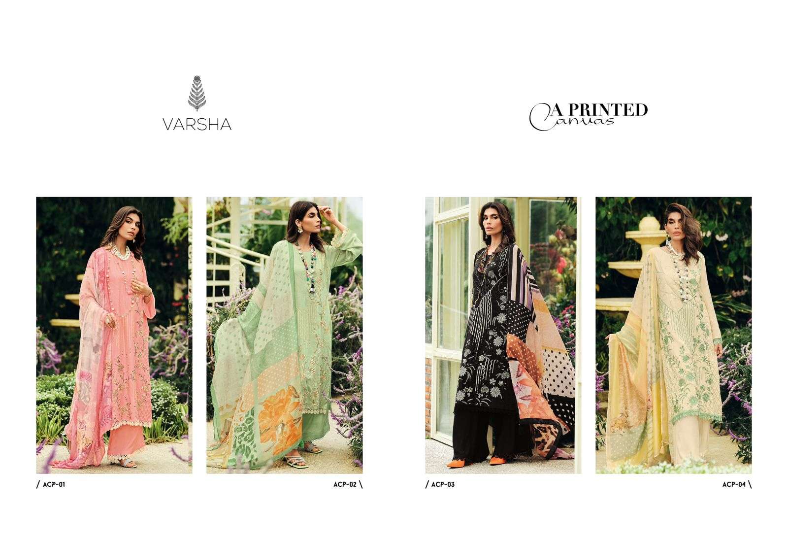 varsha fashion a printed canvas 01-04 series exclusive designer salwar kameez catalogue latest design surat 