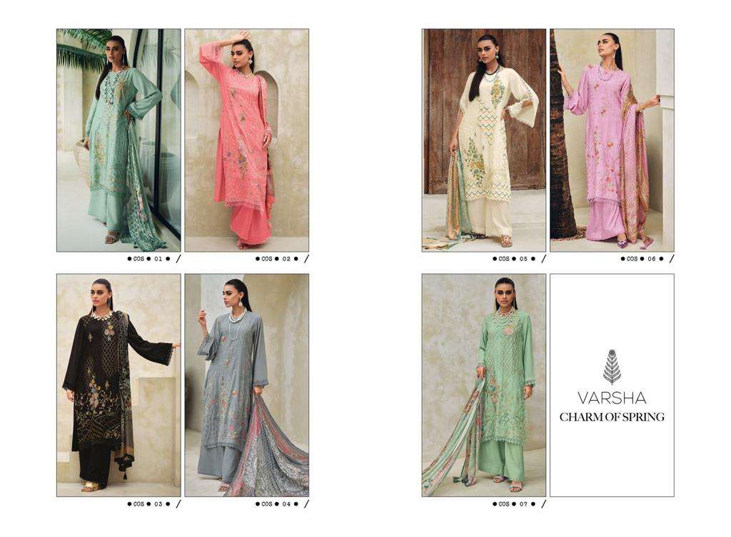 varsha fashion charm of spring exclusive party wear viscose muslin designer suits online set to set only 