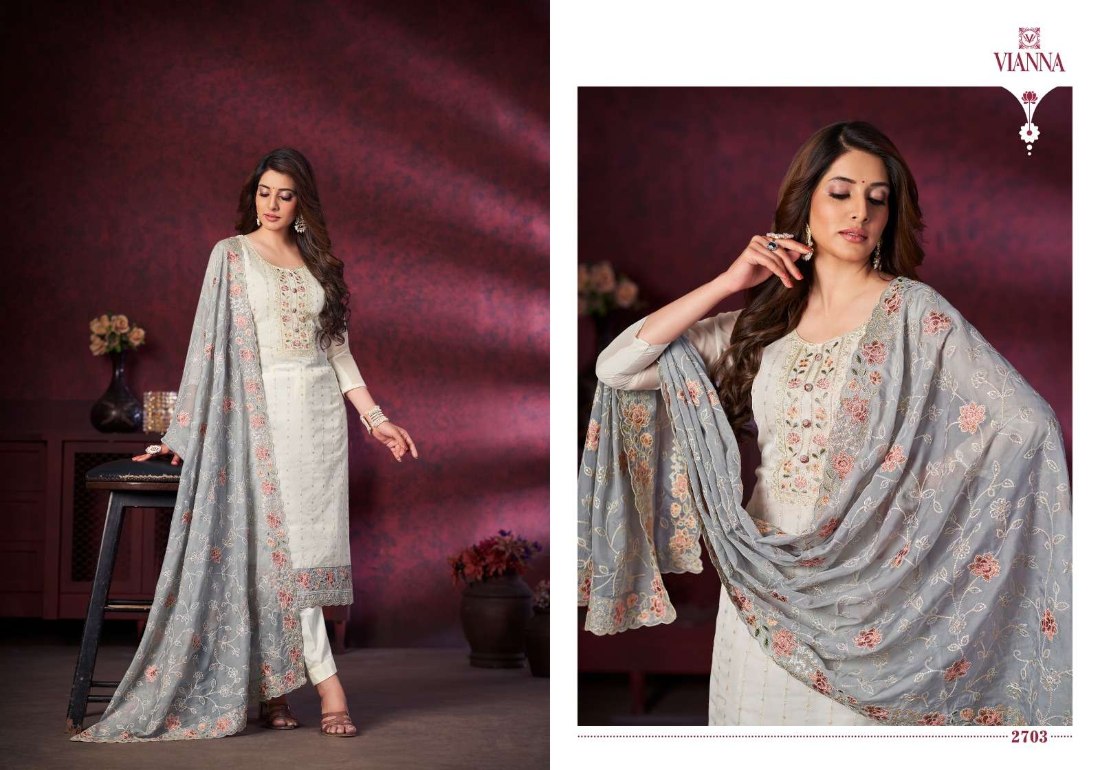 vianna white lotus vol-4 2701-2706 series trendy designer salwar suits latest catalogue collection 2023