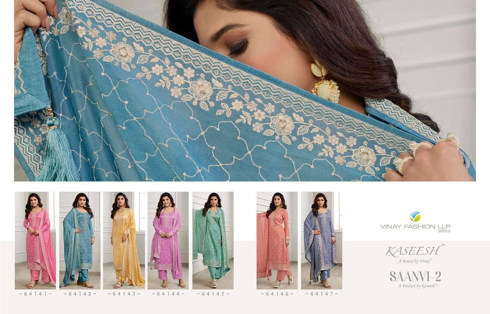 vinay fashion saanvi vol-2 64141-64147 series function special designer salwar suits catalogue wholesaler surat 