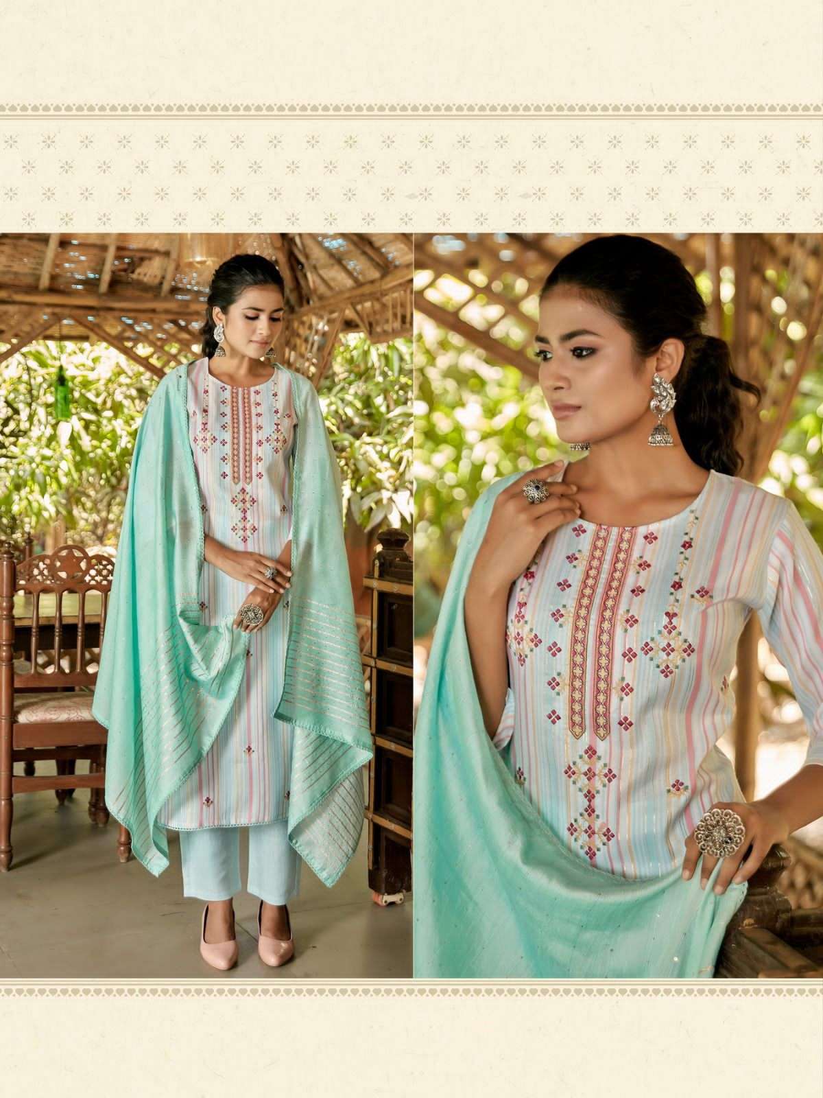 vitara fashion richlook 1001-1004 series exclusive designer kurti pant with dupatta catalogue manufacturer surat 