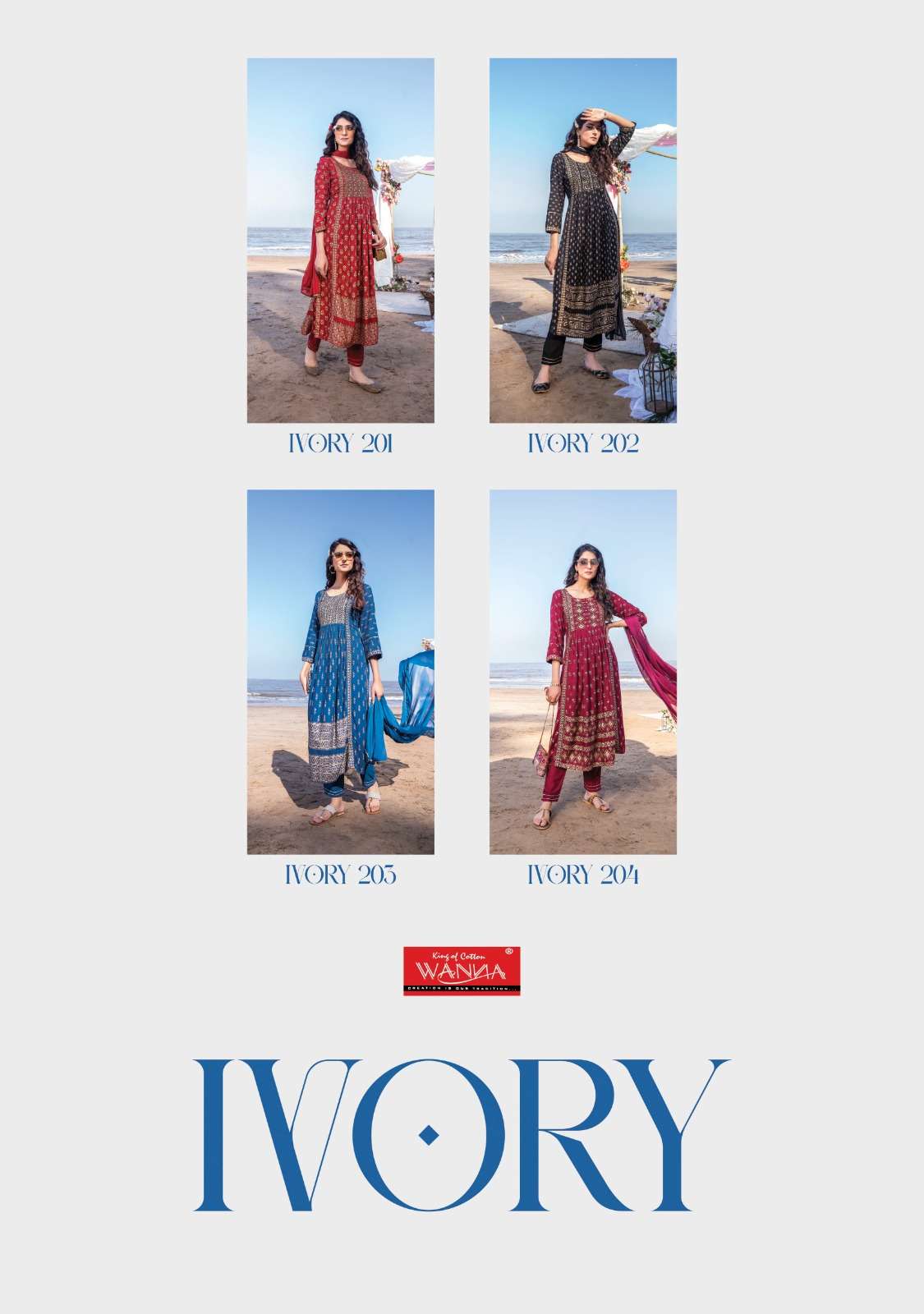 wanna ivory 201-204 series fancy designer kurtis catalogue online supplier surat 