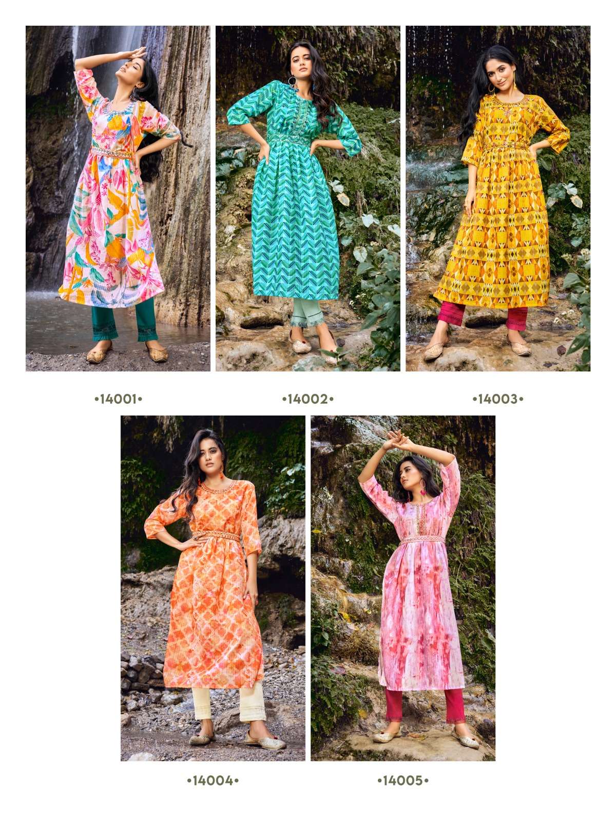 wanna safar 14001-14005 series trendy designer kurtis catalogue online wholesaler surat 