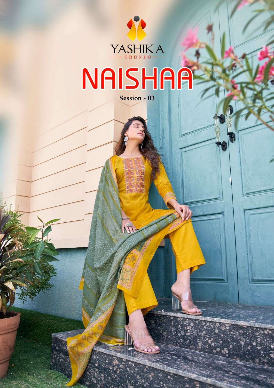 yashika trends naishaa vol-3 3001-3008 series cotton designer salwar suits manufacturer surat