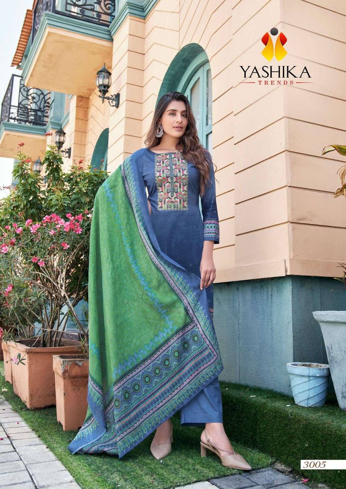 yashika trends naishaa vol-3 3001-3008 series cotton designer salwar suits manufacturer surat