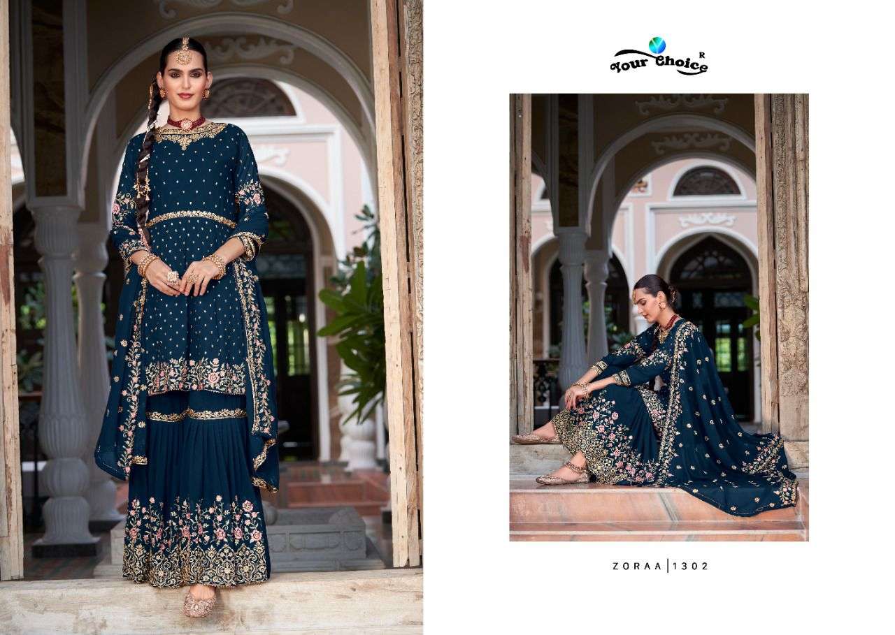 your choice by zaraa vol 13 1301-1306 series georgette designer party wear suits online 