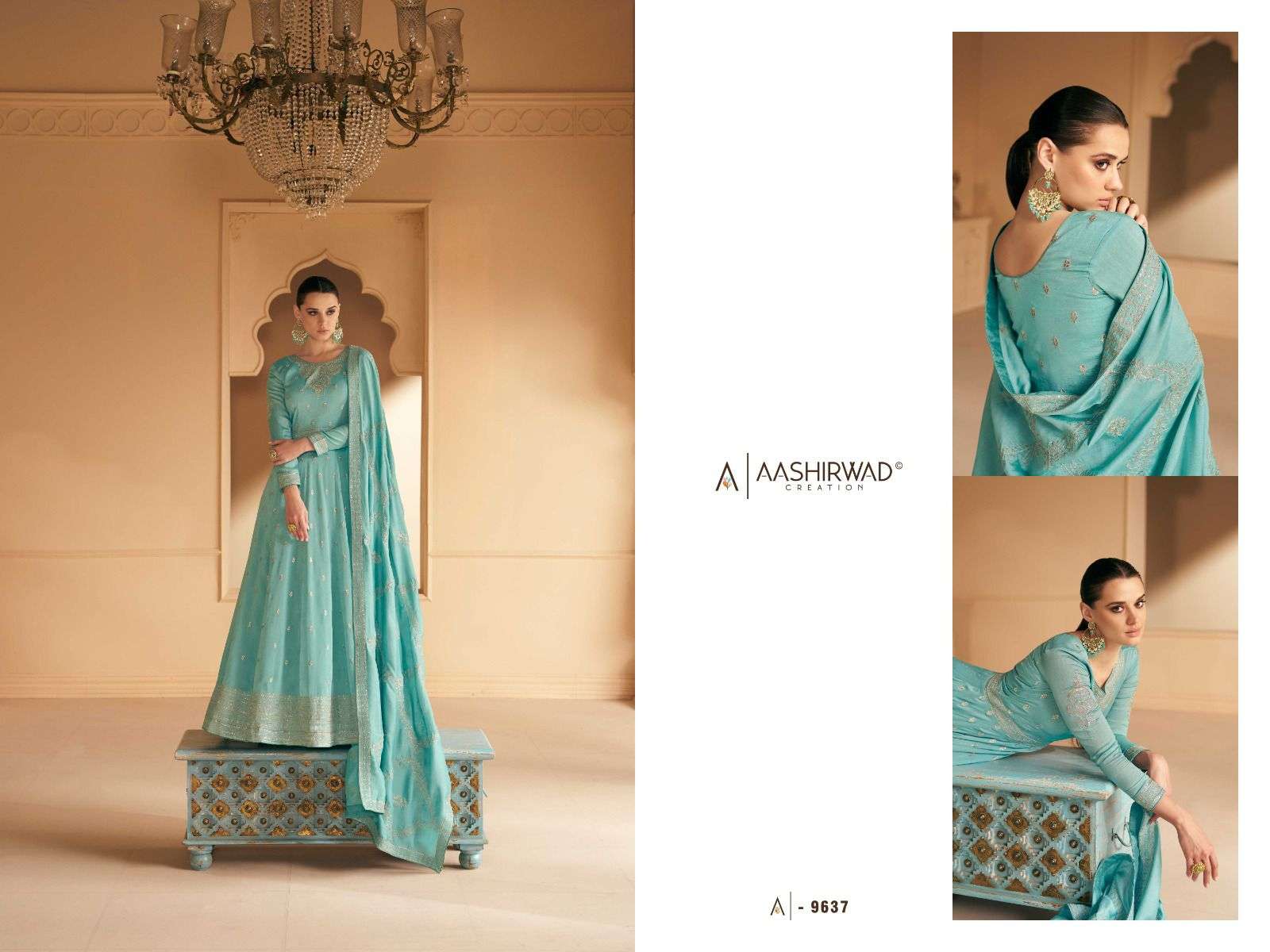 aashirwad creation safar 9636-9640 series party wear designer dress catalogue online price surat