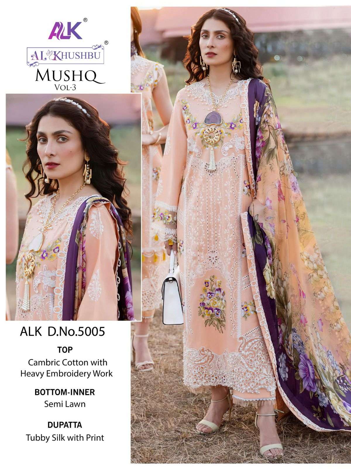 al khushbu mushq vol-3 5005-5009 series stylish look designer pakistani salwar suits design 2023