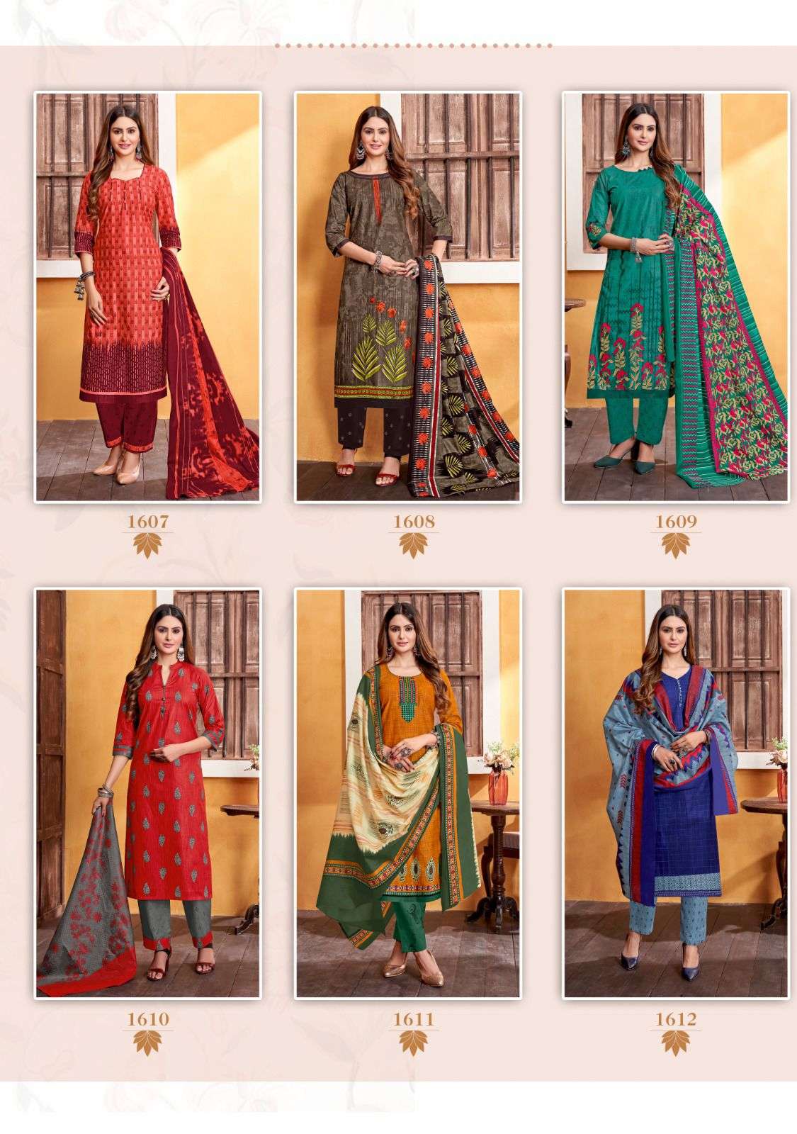 balaji cotton hungama vol-16 1601-1612 series cotton designer dress catalogue online dealer surat 