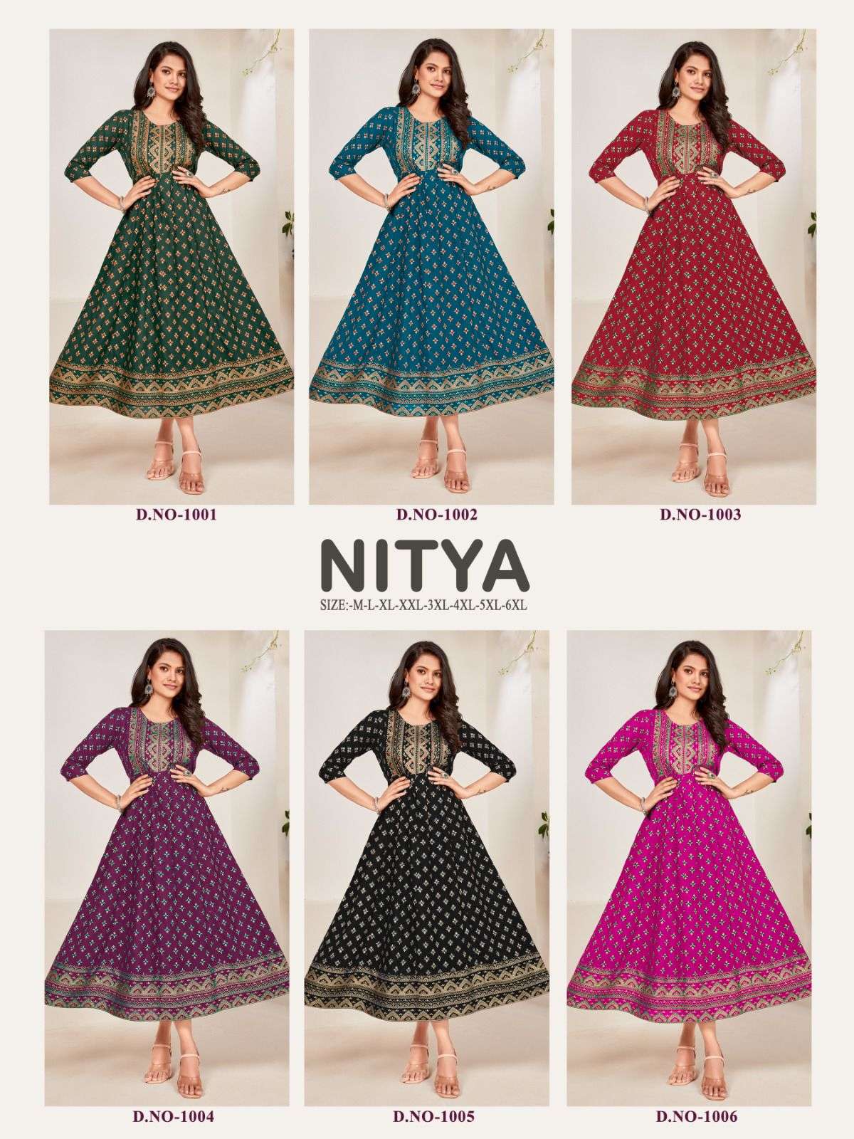 banwery nitya 1001-1006 series rayon designer kurtis catalogue design 2023 