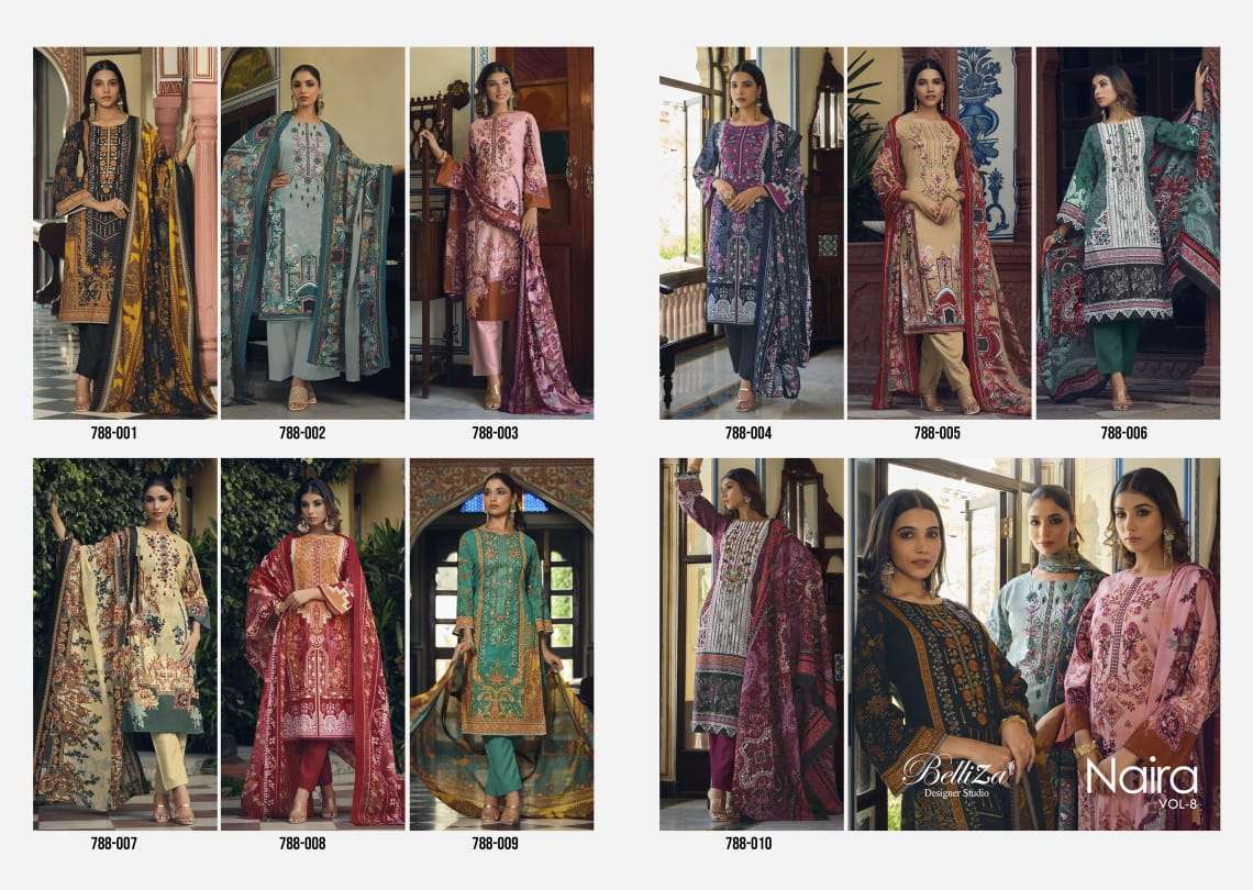 belliza designer studio naira vol-8 pure cotton designer salwar kameez catalogue wholesale price surat