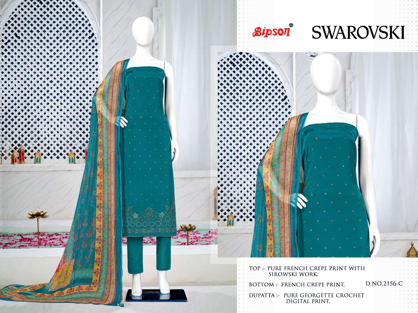 bipson prints swarovski 2156 series unstitched designer salwar kameez catalogue manufacturer surat