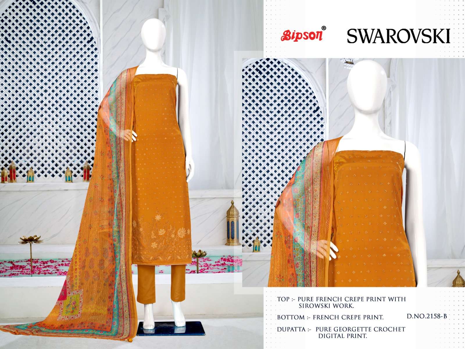 bipson prints swarovski 2158 series fancy designer dress material catalogue wholesale price surat