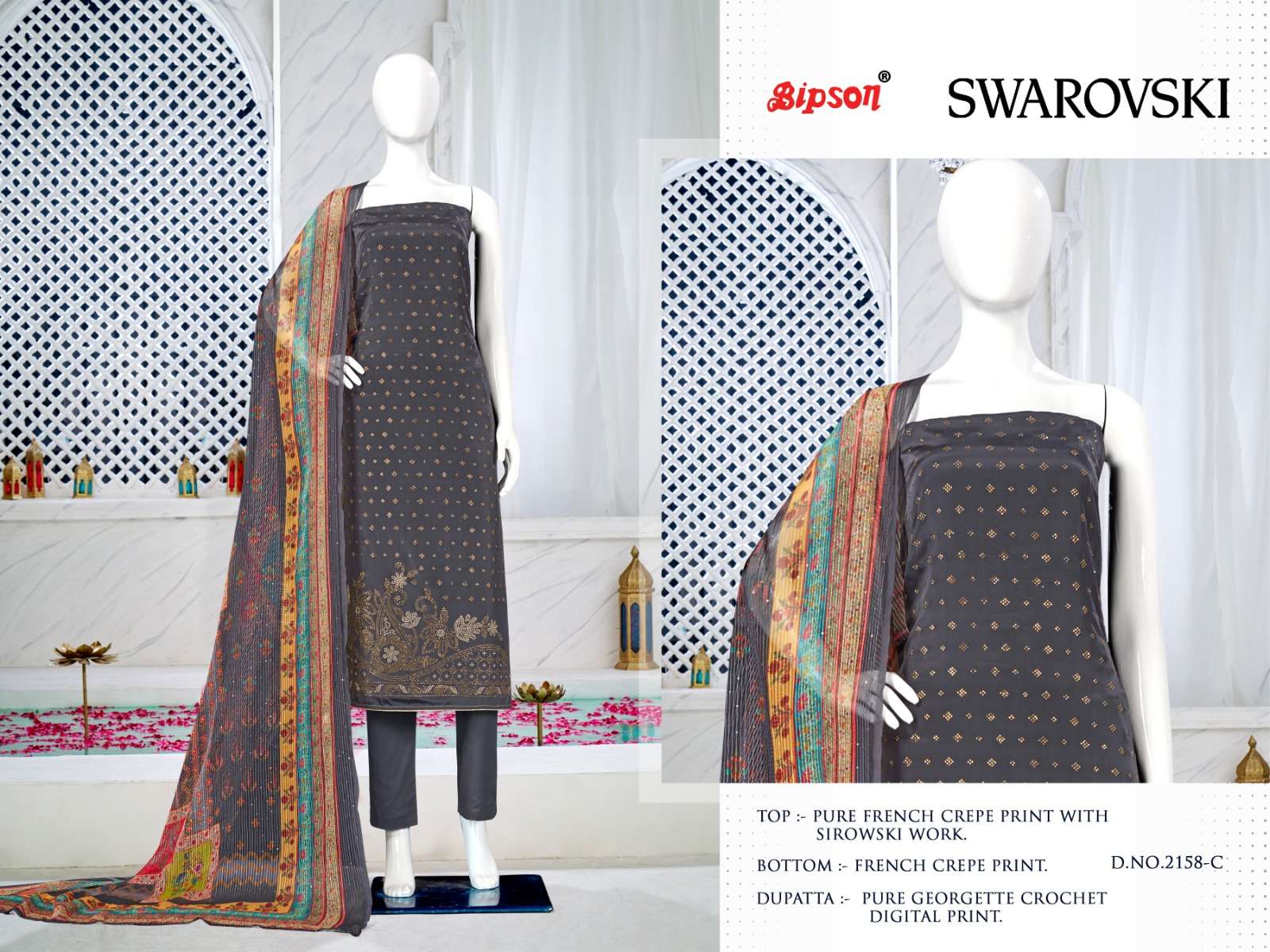 bipson prints swarovski 2158 series fancy designer dress material catalogue wholesale price surat