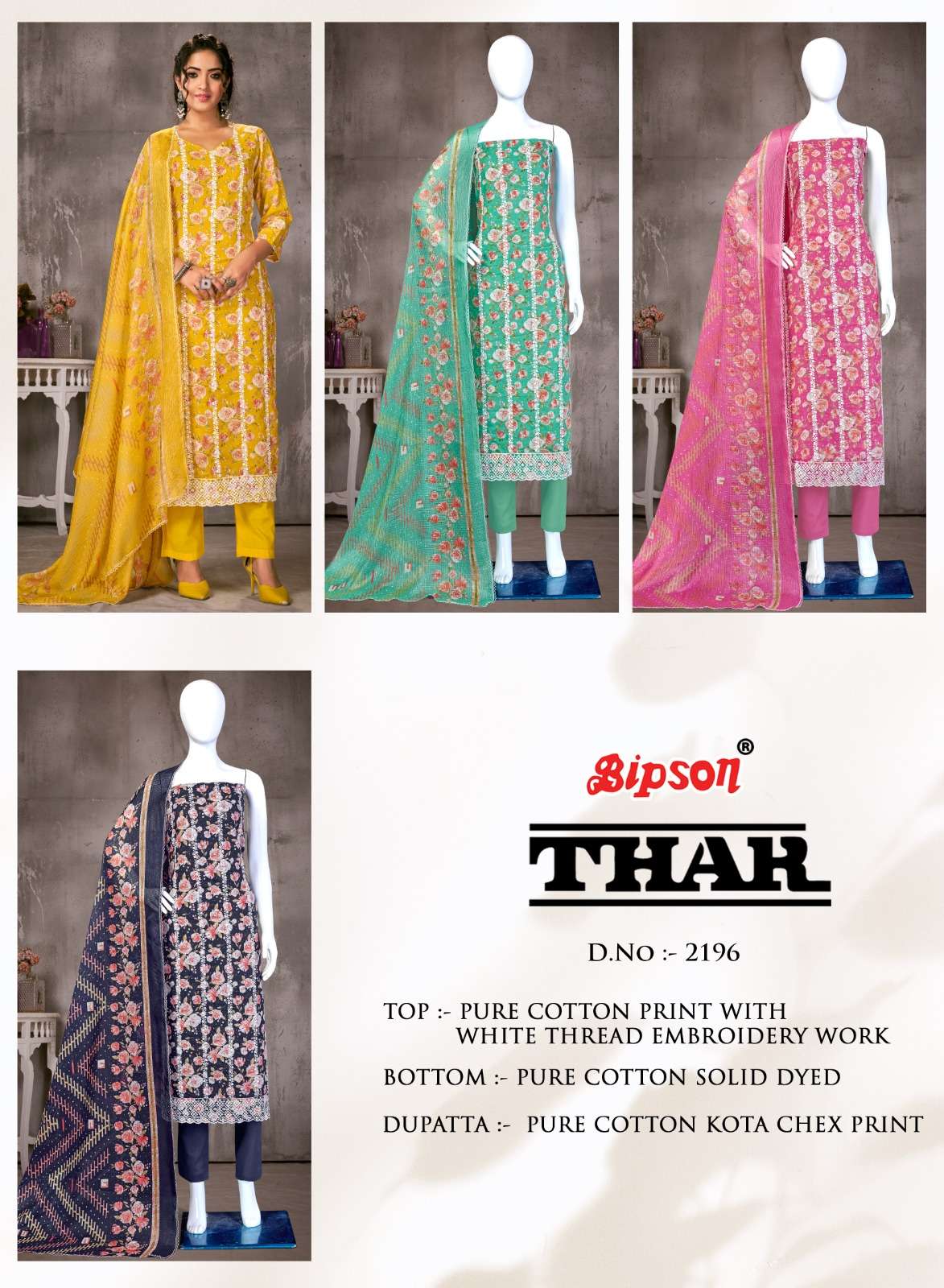 bipson prints thar 2196 series pure cotton designer salwar suits catalogue collection 2023