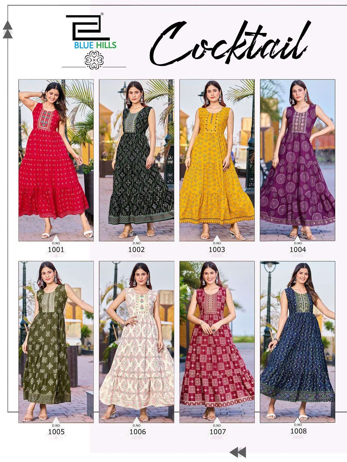bluehills cocktail 1001-1008 series trendy designer long gowns catalogue collection 2023