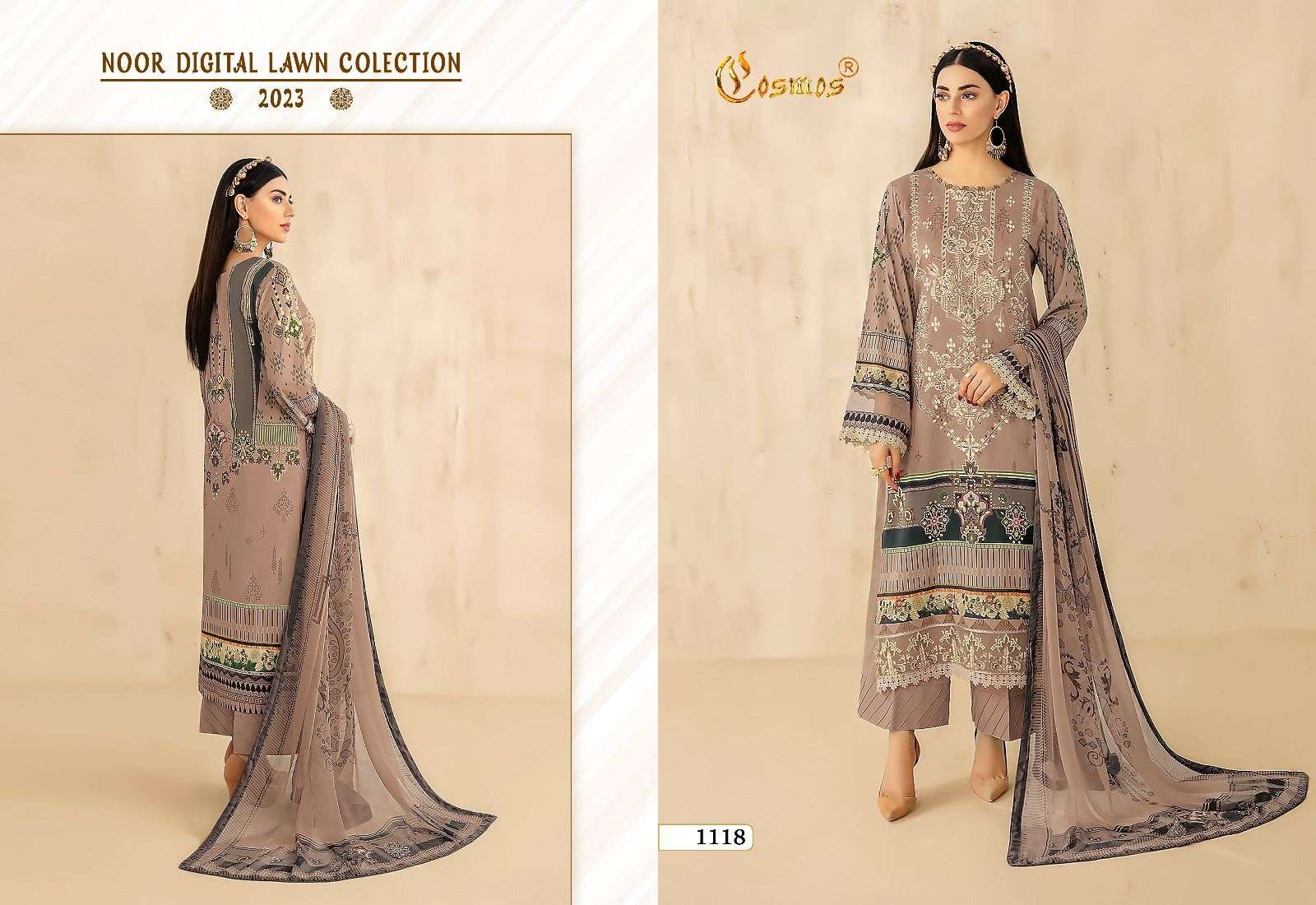 cosmos noor digital lawn collection 1111-1118 series stylish designer pakistani salwar suits catalogue wholesaler surat