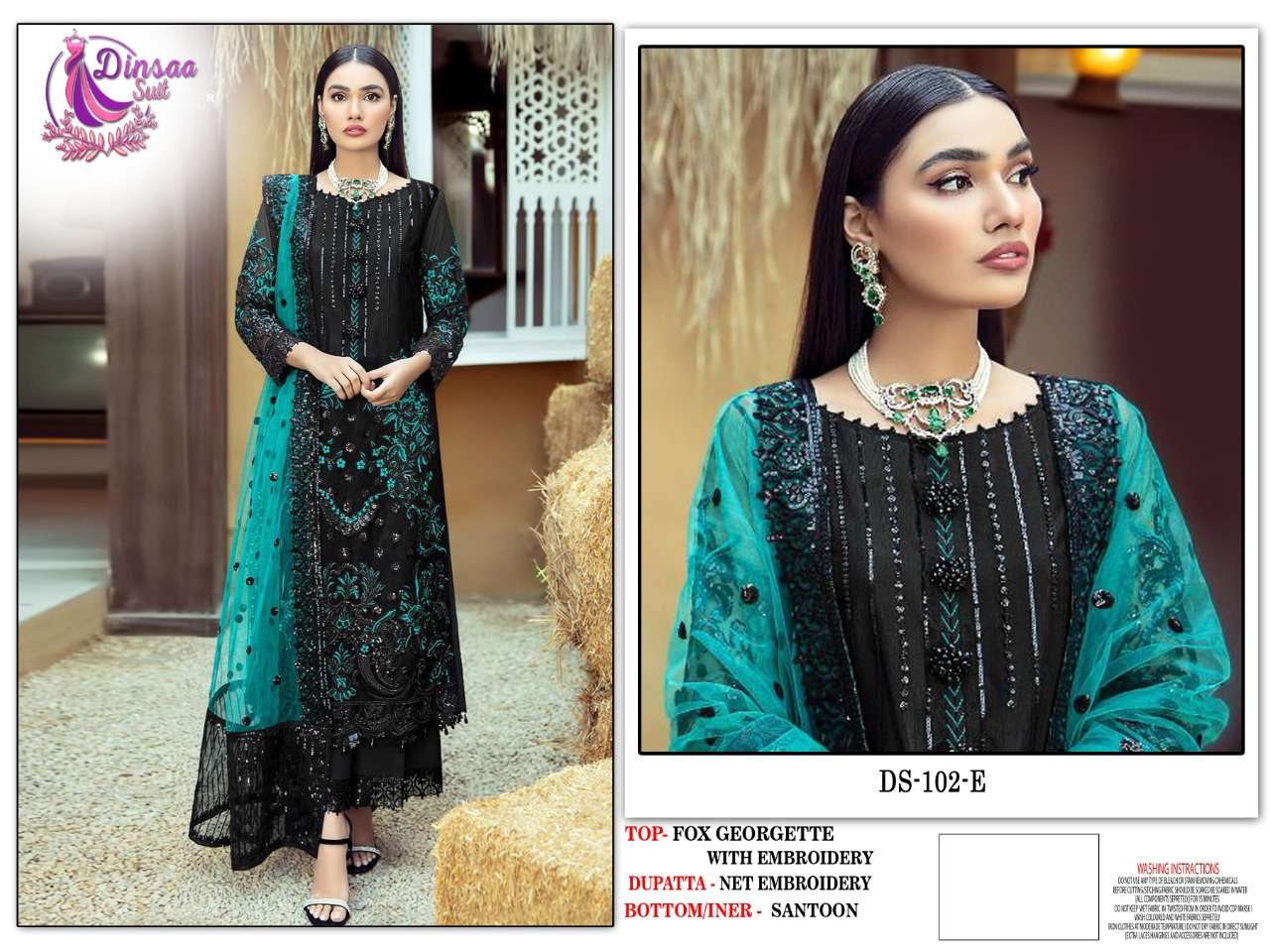 dinsaa suit 102 series georgette designer pakistani salwar suits catalogue wholesale price surat