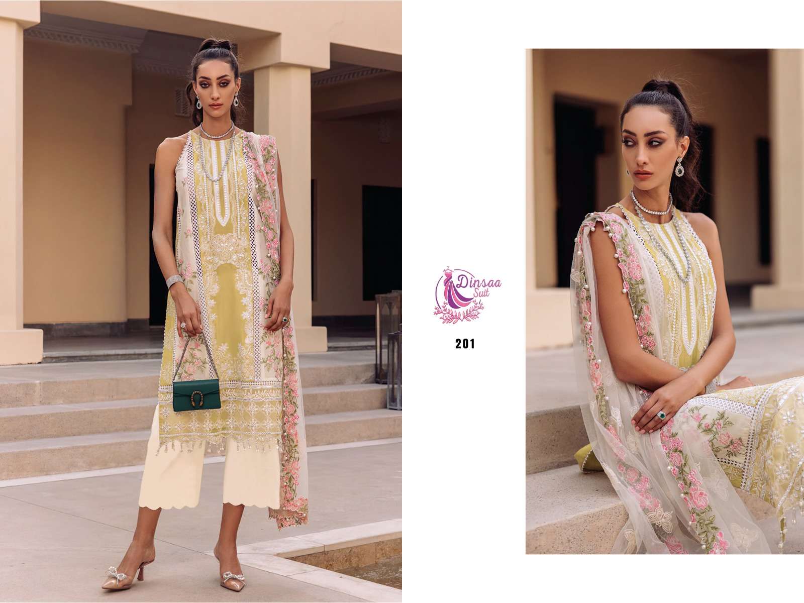 dinsaa suit maria b vol-2 200-202 series pure cotton designer pakistani salwar suits manufacturer surat 
