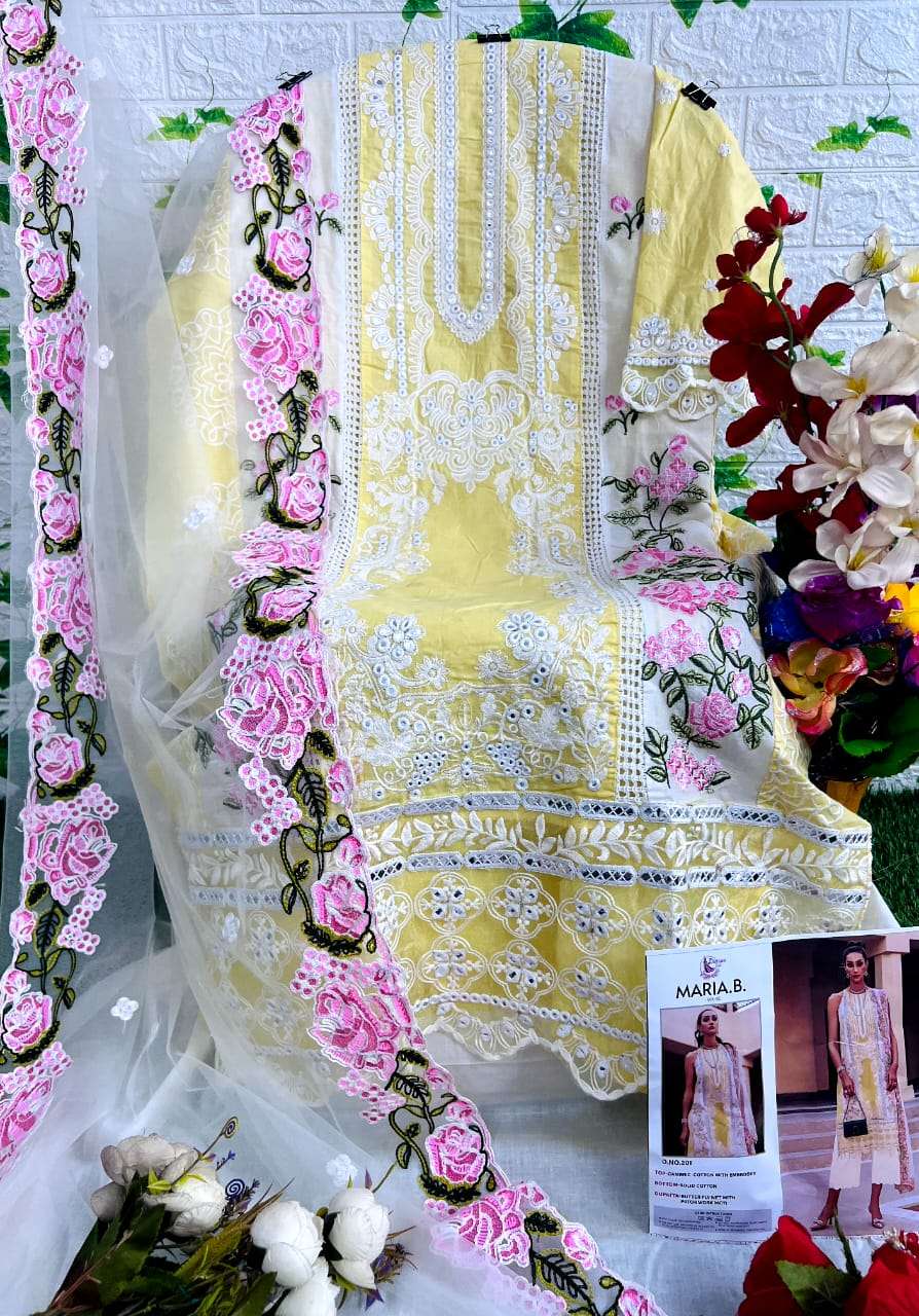 dinsaa suit maria b vol-2 200-202 series pure cotton designer pakistani salwar suits manufacturer surat 